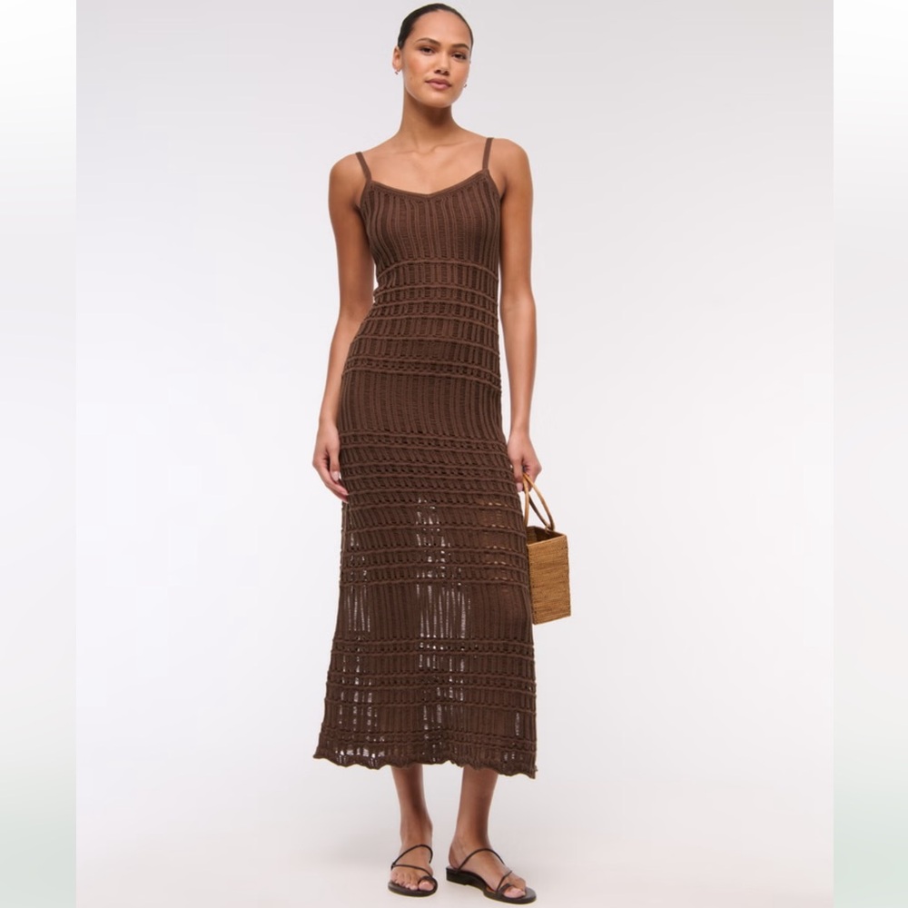 Abercrombie & Fitch Brown Crotchet Style Maxi Dress